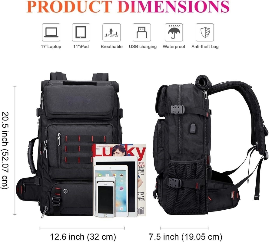 Black Large Capacity Airline Approved Cabrioletable Nylon Carry on Custom Travel Bag para Homens