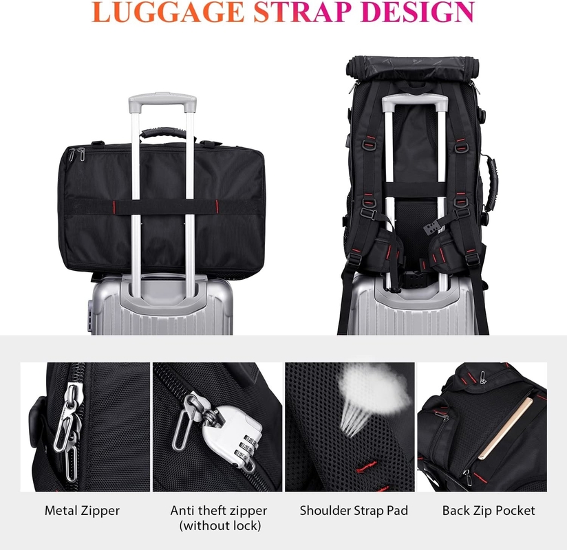 Black Large Capacity Airline Approved Cabrioletable Nylon Carry on Custom Travel Bag para Homens