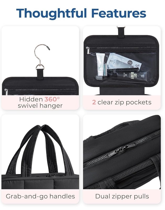 Black Large Carry-on Acessórios de Viagem Essentials Maquiagem Puffy Cosmética Custom Travel Bag com organizador de jóias