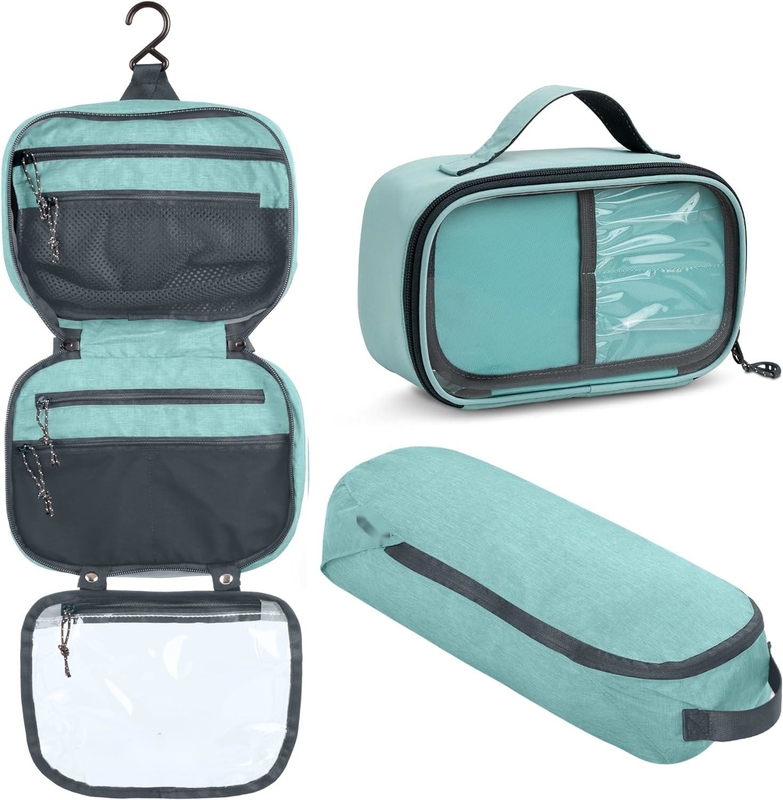 Ultralight Acessório Pendente Organizador Bolsa Maquiagem Teal em pó Bolsa de viagem personalizada com suporte de pincel