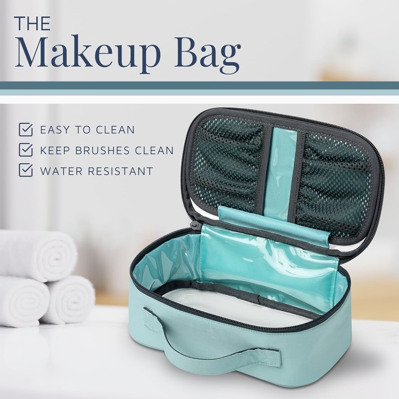 Ultralight Acessório Pendente Organizador Bolsa Maquiagem Teal em pó Bolsa de viagem personalizada com suporte de pincel