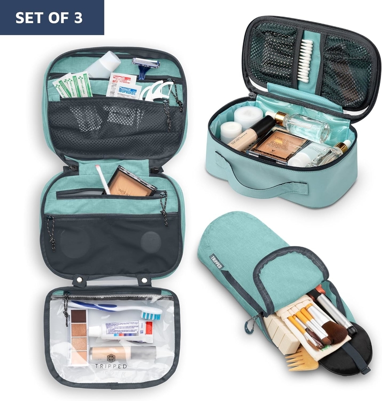 Ultralight Acessório Pendente Organizador Bolsa Maquiagem Teal em pó Bolsa de viagem personalizada com suporte de pincel