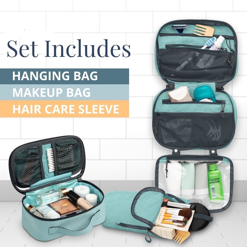 Ultralight Acessório Pendente Organizador Bolsa Maquiagem Teal em pó Bolsa de viagem personalizada com suporte de pincel