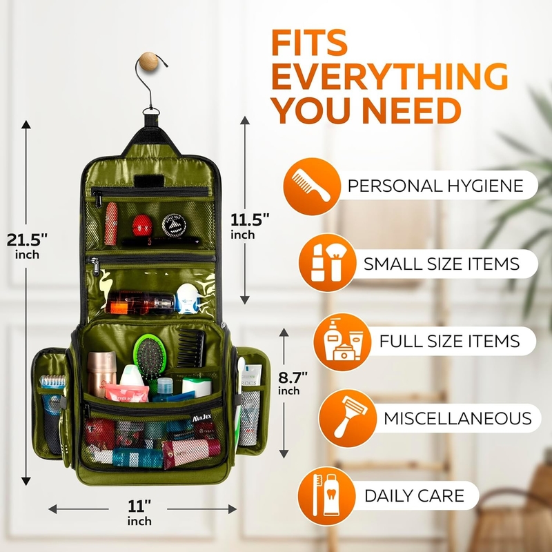 Resistente à água grande higiene higiene maquiagem cosméticos bolsa de viagem personalizada com gancho giratório para homens mulheres