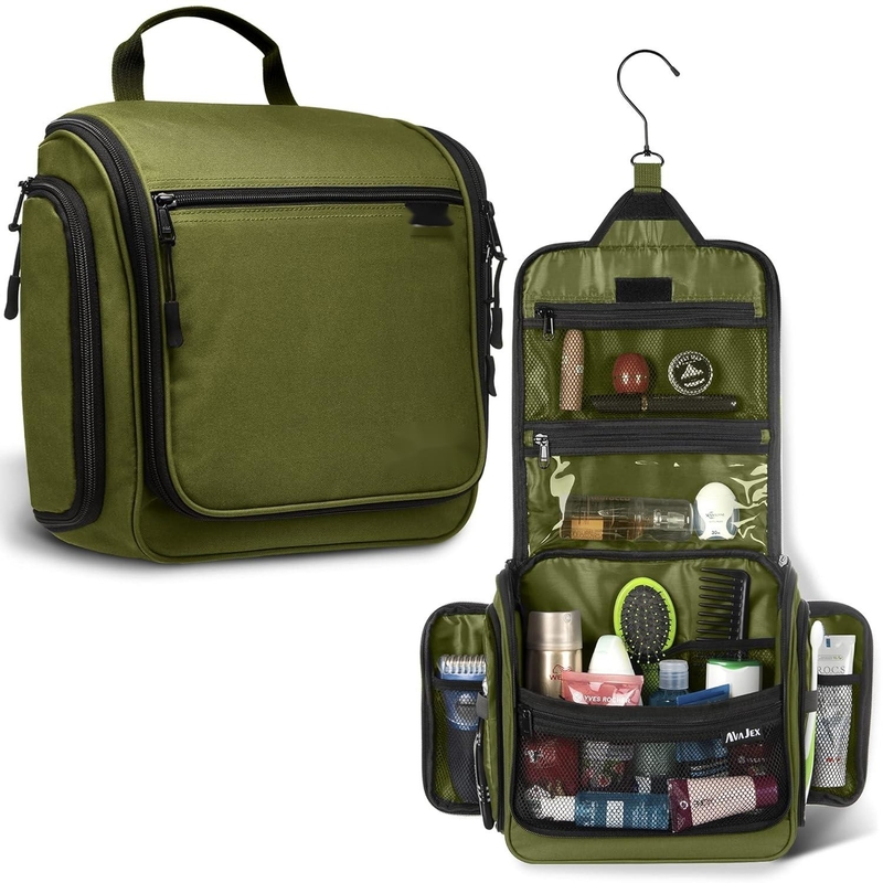 Resistente à água grande higiene higiene maquiagem cosméticos bolsa de viagem personalizada com gancho giratório para homens mulheres