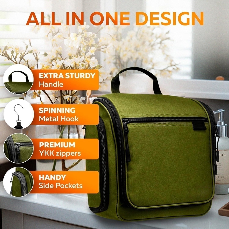 Resistente à água grande higiene higiene maquiagem cosméticos bolsa de viagem personalizada com gancho giratório para homens mulheres