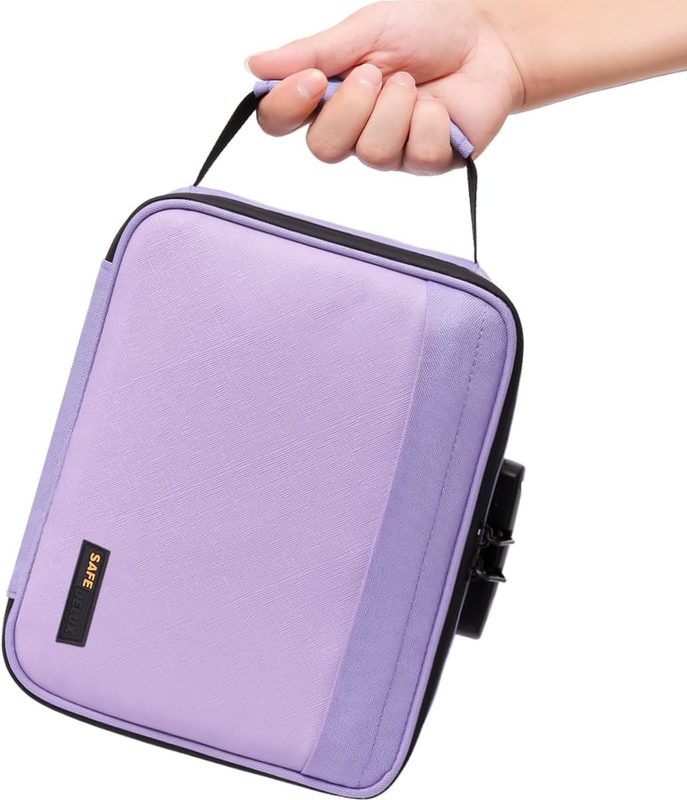 Saco de viagem portátil revestido de carbono personalizado com fechadura de carvão ativado divisores removíveis fechador à prova d'água