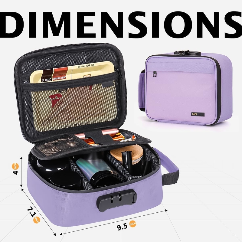 Saco de viagem portátil revestido de carbono personalizado com fechadura de carvão ativado divisores removíveis fechador à prova d'água