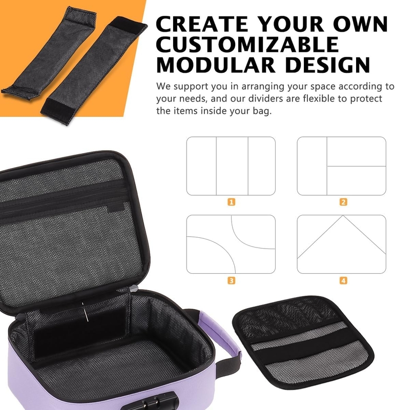 Saco de viagem portátil revestido de carbono personalizado com fechadura de carvão ativado divisores removíveis fechador à prova d'água