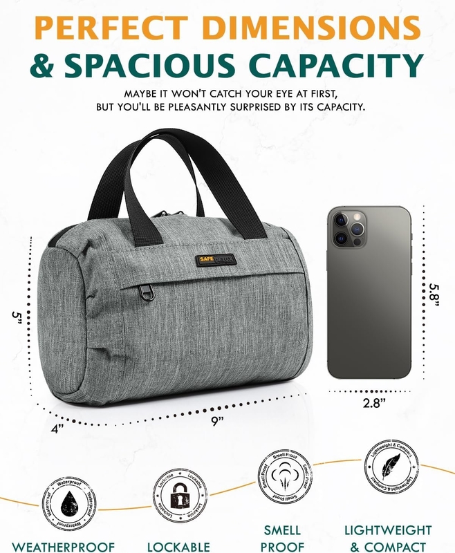 Ótimos presentes recipiente revestido de carbono carvão ativado Boston Custom Travel Proof Bag com fechadura combinada