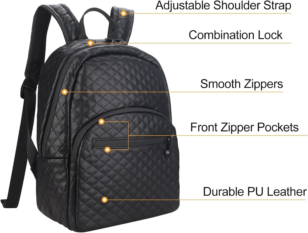Saco de viagem à prova de cheiro de grande capacidade preto PU impermeável personalizado para homens com fechadura