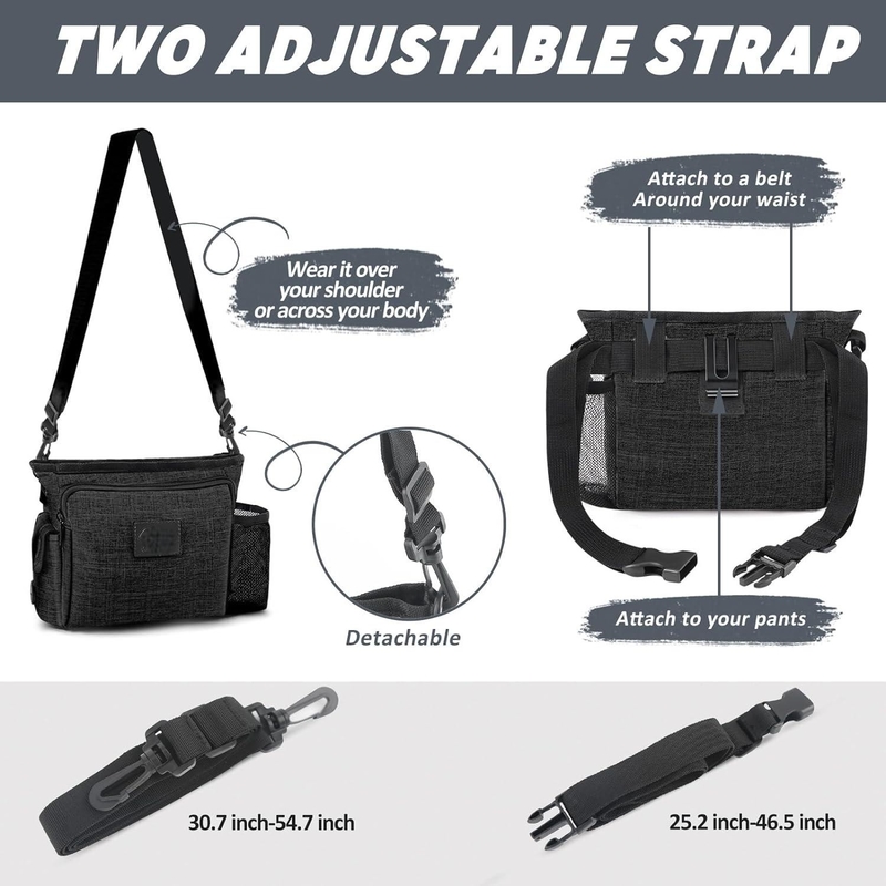 Portable Walking Fanny Pack Construído em Poop Custom com vários bolsos Regulable Shoulder Strap